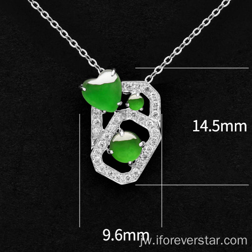 18k Emas Diamond Holit Hijau Jadeite Pendant